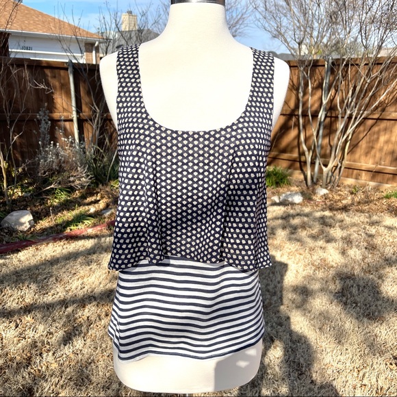 💖 Anthropologie Meadow Rue Throughway Polka Dot Striped Tank - Picture 3 of 14